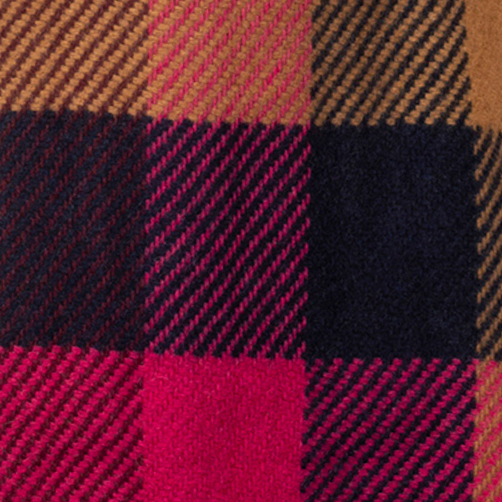 Deluxe Foxglove Block Check Cashmere Scarf