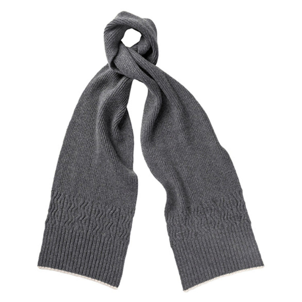 Knitted Grey Mid-Weight Ribbed Cashmere Beanie Hat & Scarf Set