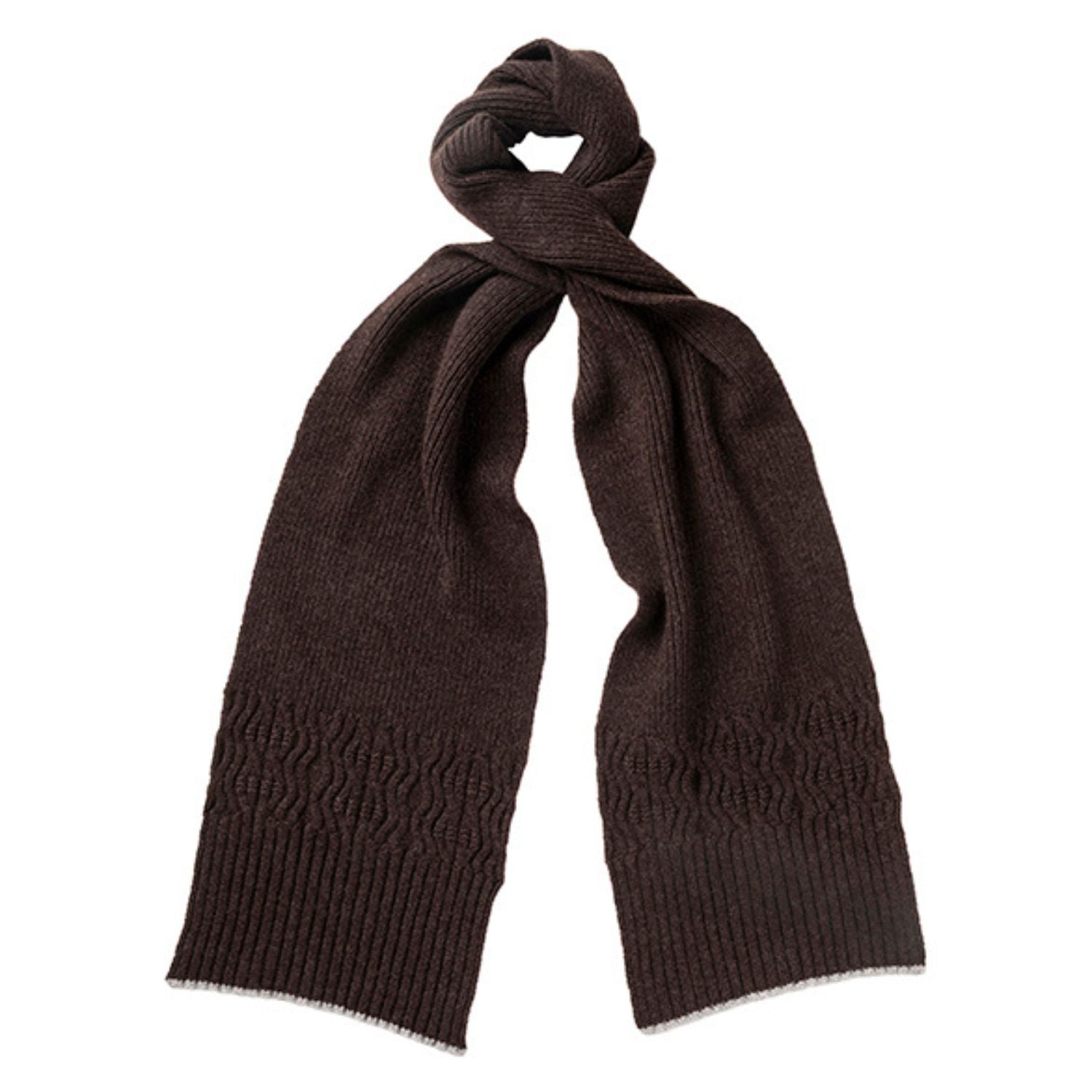 Knitted Cocoa Mid-Weight Ribbed Cashmere Scarf