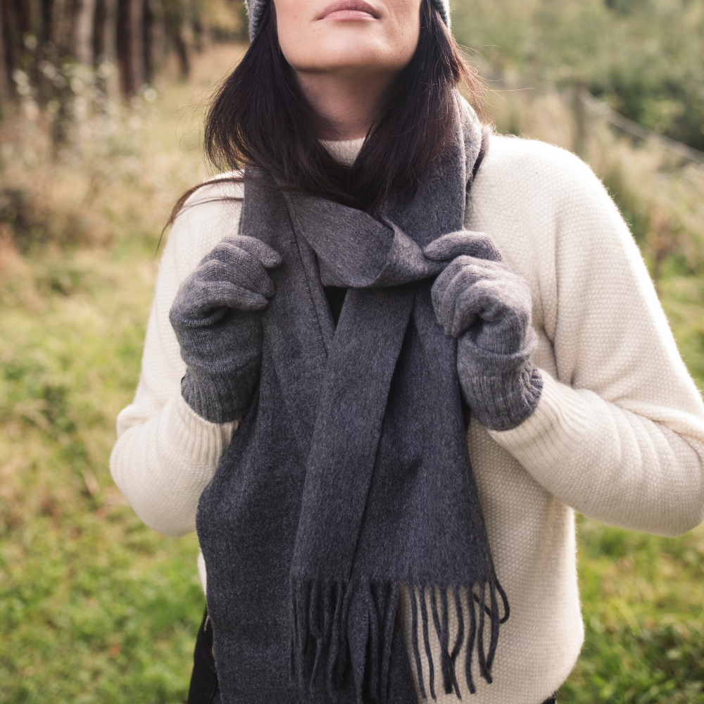 Oban Dark Grey Cashmere Scarf