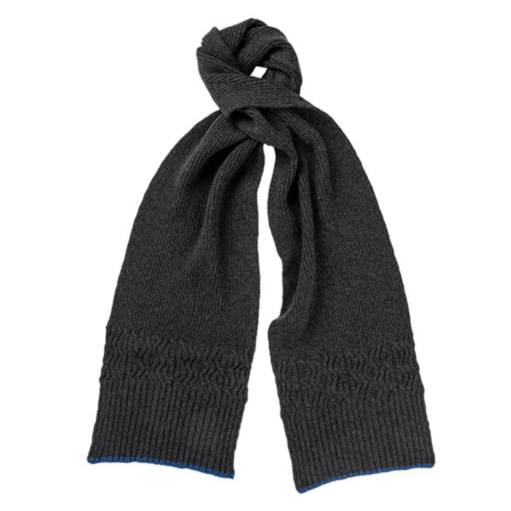 Knitted Charcoal Mid-Weight Ribbed Cashmere Scarf