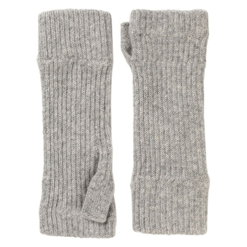 Ladies Light Grey Ribbed Cashmere Wrist-Warmers