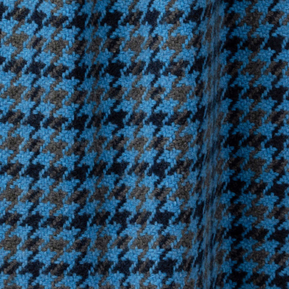 Deluxe Blues Houndstooth Cashmere Scarf