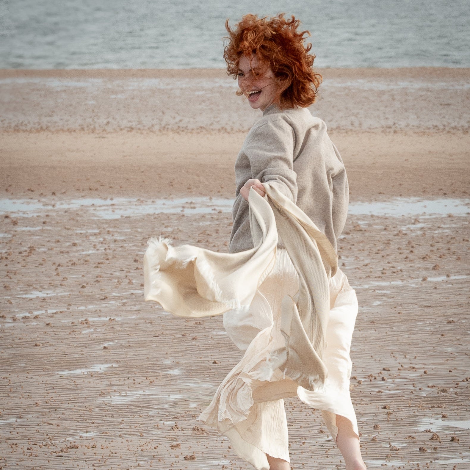 Marquee Camel Herringbone Cashmere & Silk Stole