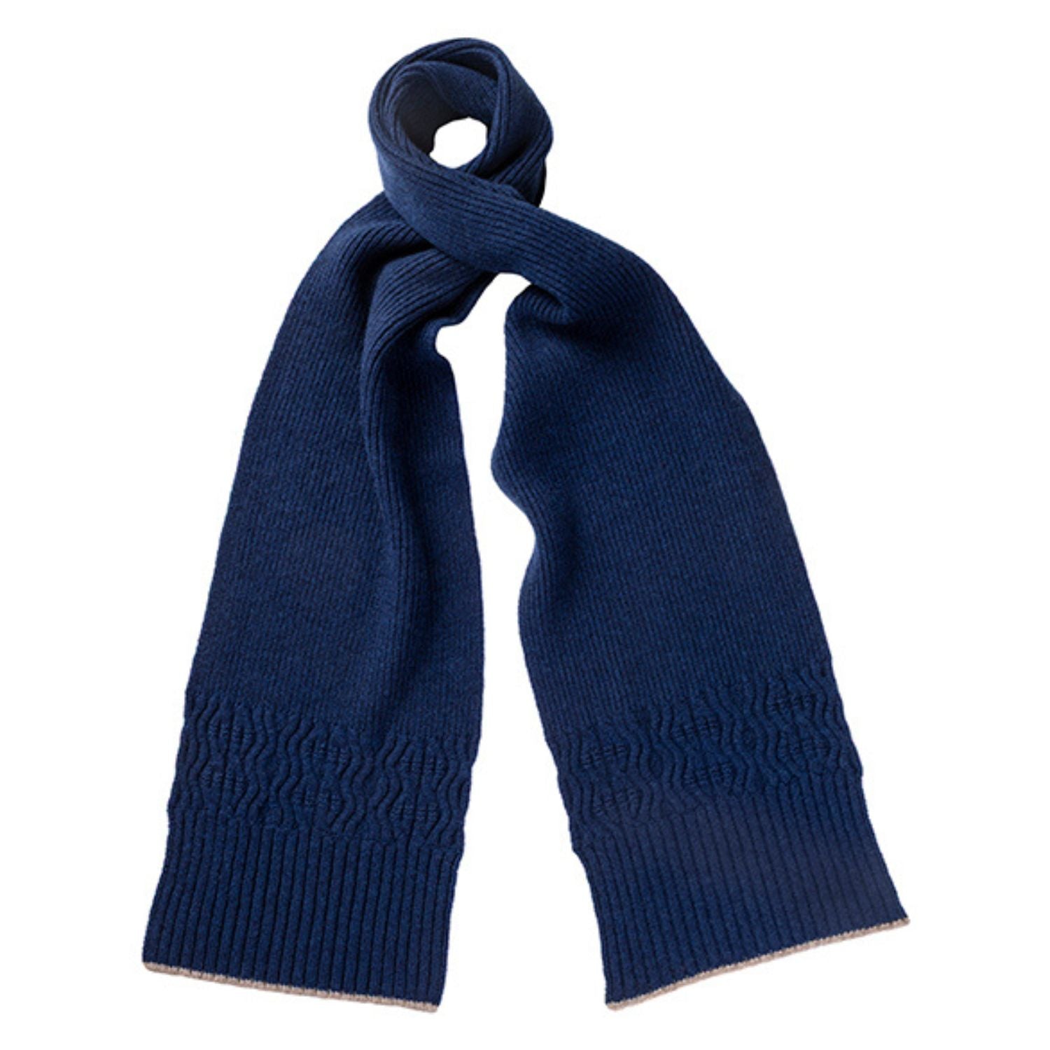 Knitted Midnight Mid-Weight Ribbed Cashmere Beanie Hat & Scarf Set