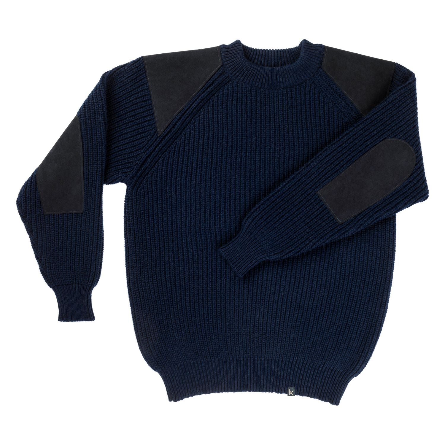 Unisex Navy Fisherman's Rib Cashmere Crew Neck Sweater