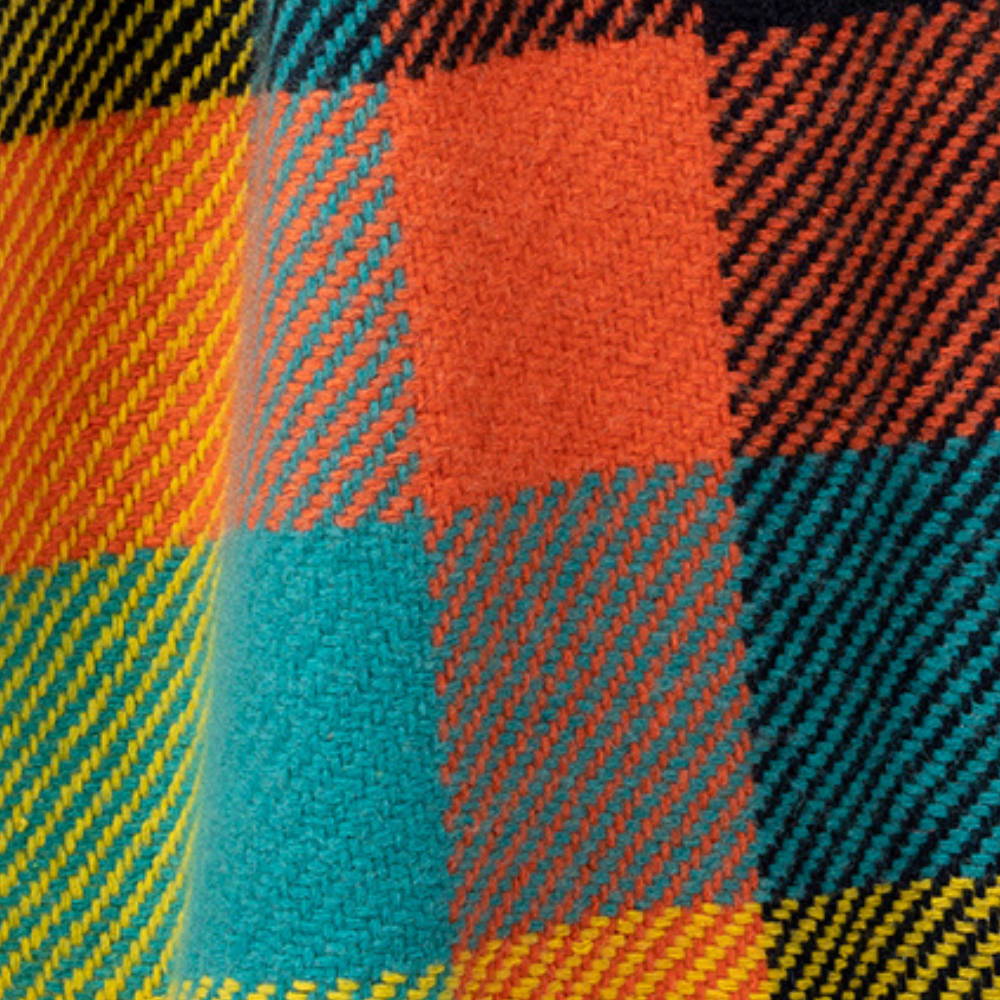 Deluxe Daffodil Block Check Cashmere Scarf