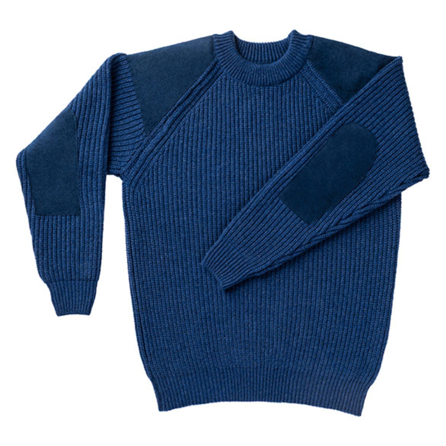 Unisex Yale Blue Fisherman's Rib Cashmere Crew Neck Sweater