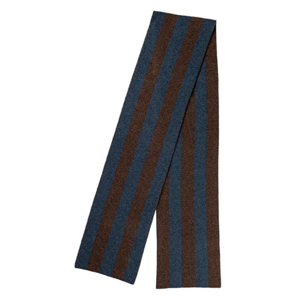 Knitted Slate College Stripe Cashmere Scarf