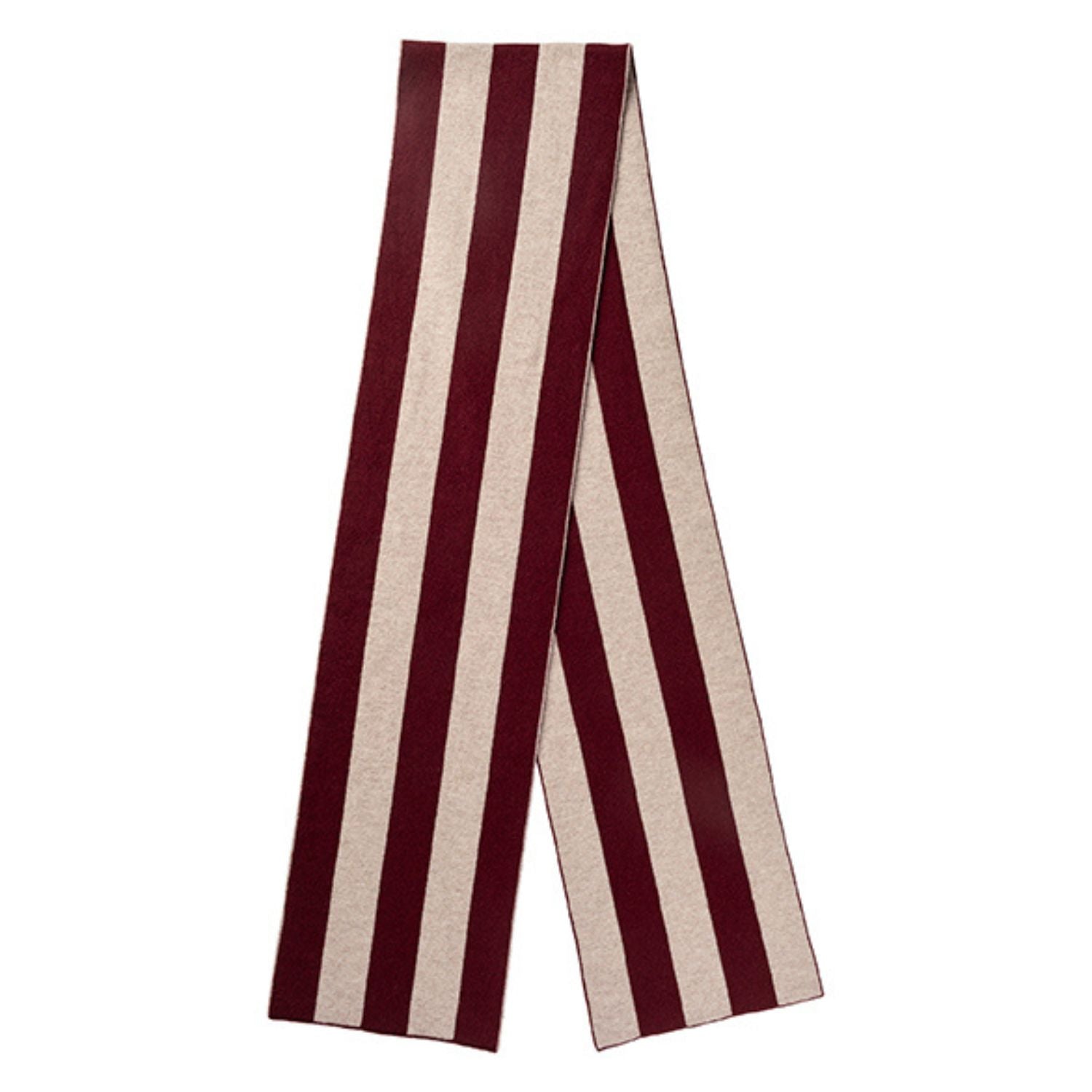 Knitted Merlot College Stripe Cashmere Scarf