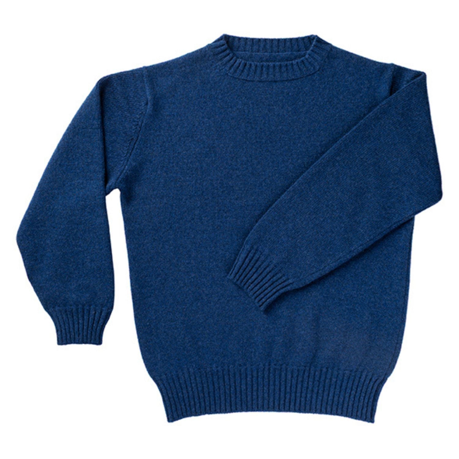 Unisex Yale Blue Chunky Plain Cashmere Crew Neck Sweater