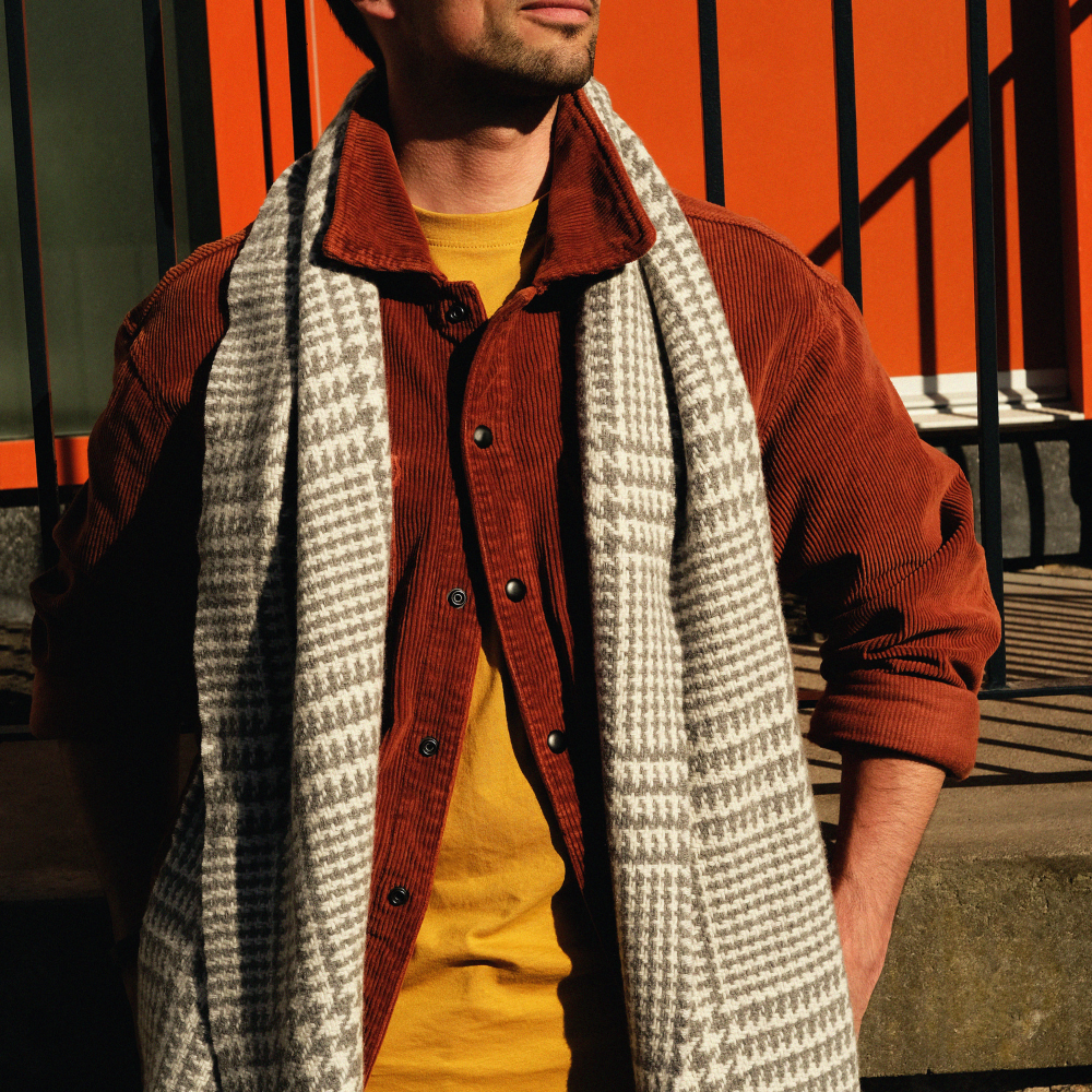 Deluxe Grey Glen Check Cashmere Scarf