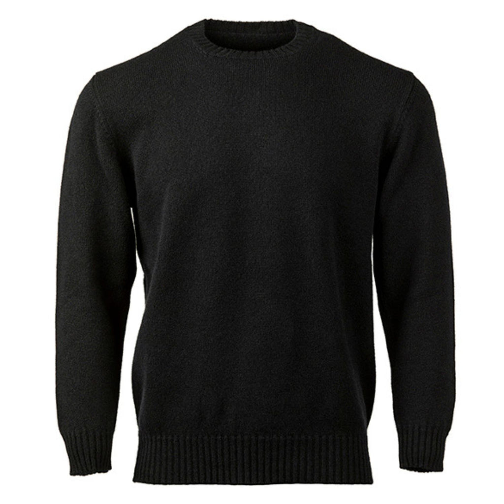 Unisex Black Mid-Weight Plain Cashmere Crew Neck Sweater