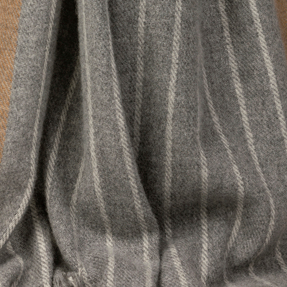 Talisker Natural Pinstripe Cashmere Scarf