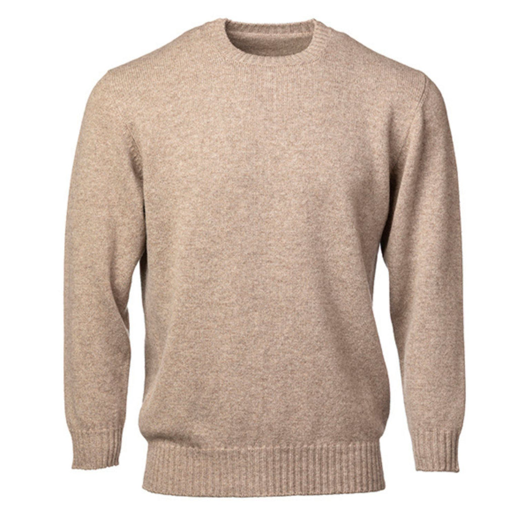 Unisex Taupe Mid-Weight Plain Cashmere Crew Neck Sweater