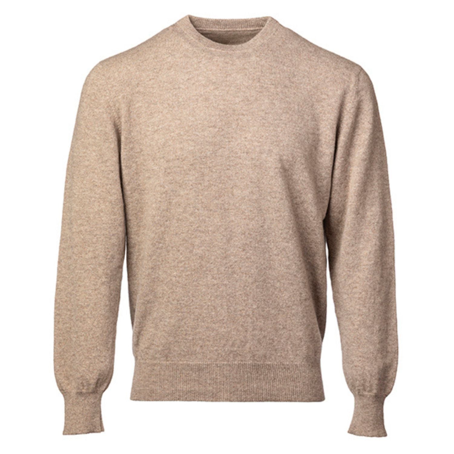Unisex Taupe Fine Plain Cashmere Crew Neck Sweater