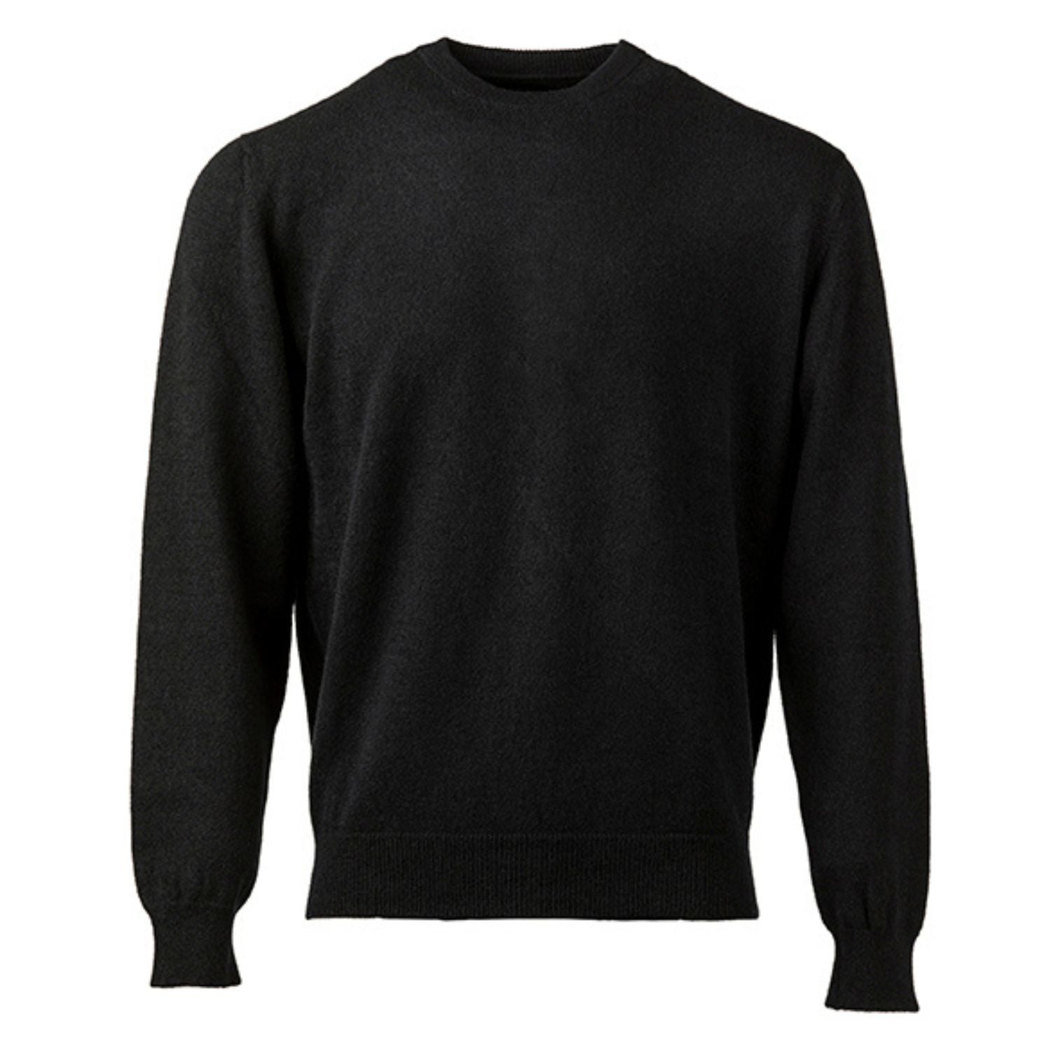 Unisex Black Fine Plain Cashmere Crew Neck Sweater