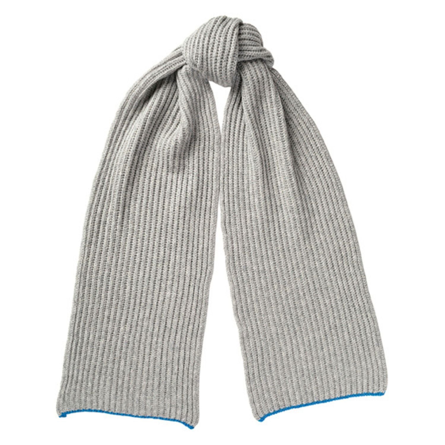 Knitted Light Grey Chunky Ribbed Cashmere Beanie Hat & Scarf Set