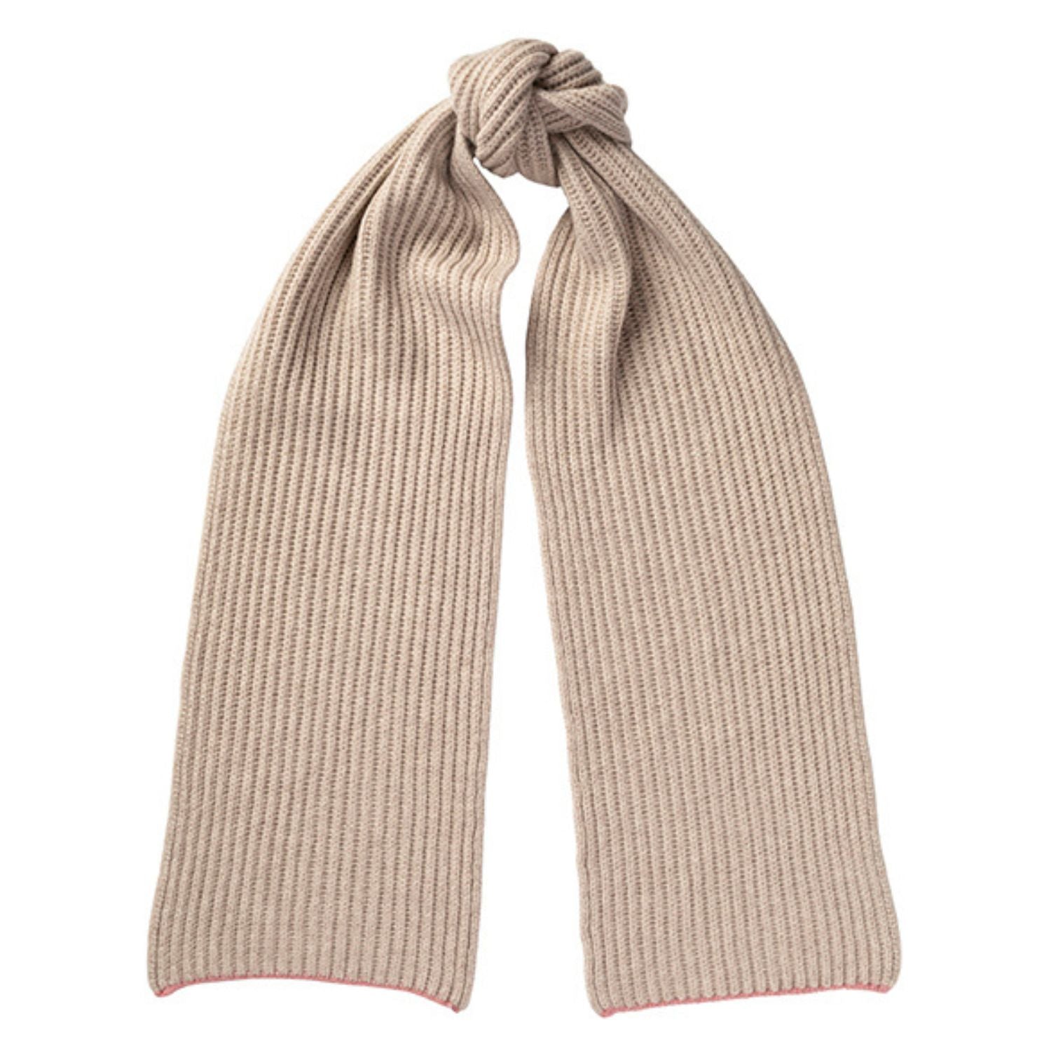 Knitted Camel Chunky Ribbed Cashmere Scarf