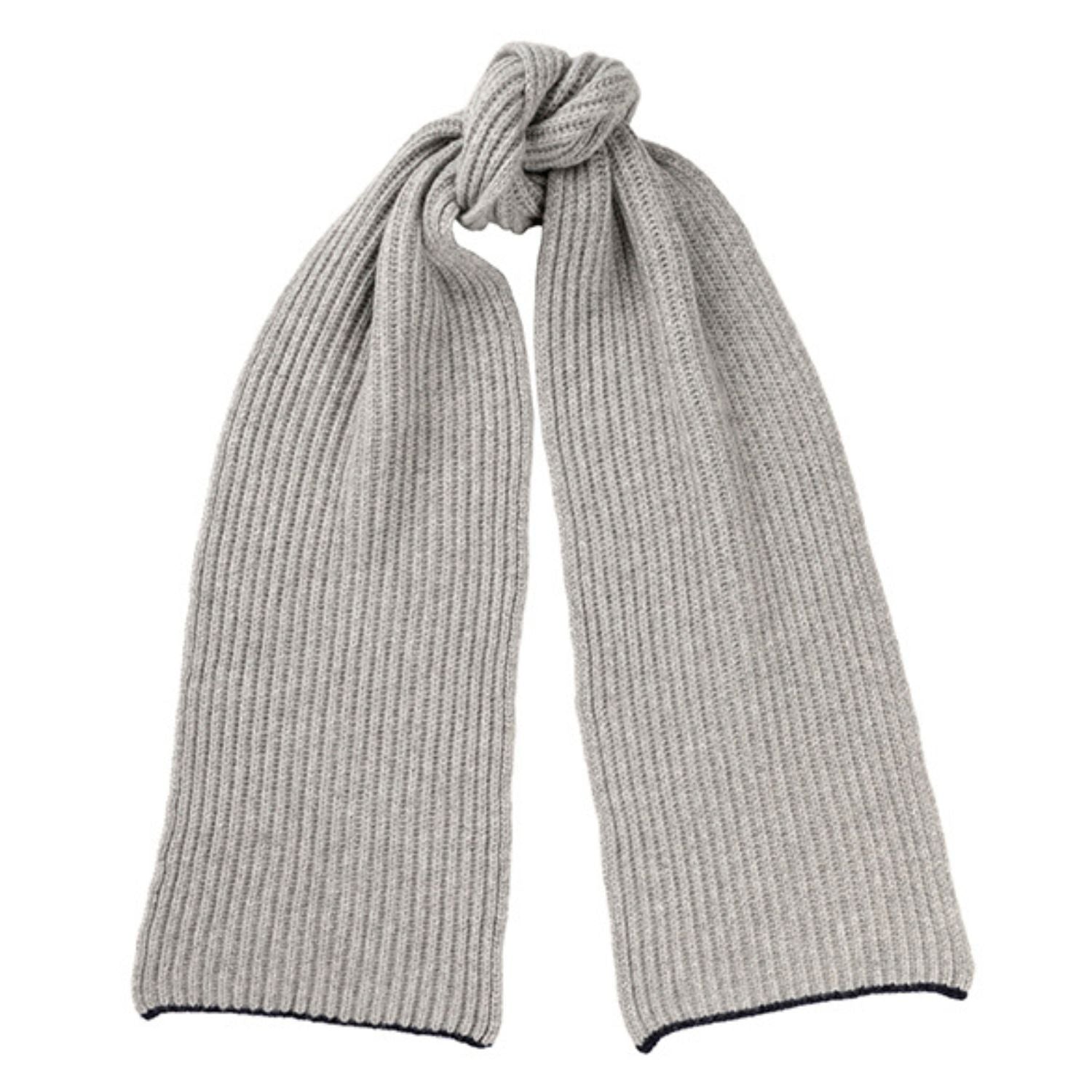 Knitted Light Grey Chunky Ribbed Cashmere Scarf