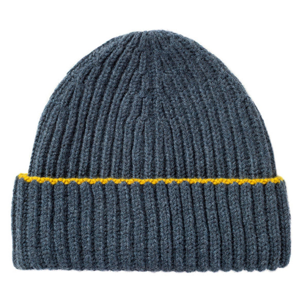 Knitted Slate Chunky Ribbed Cashmere Beanie Hat & Scarf Set