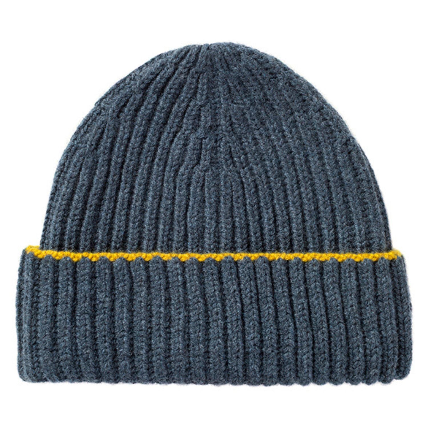 Knitted Slate Chunky Ribbed Cashmere Beanie Hat & Scarf Set