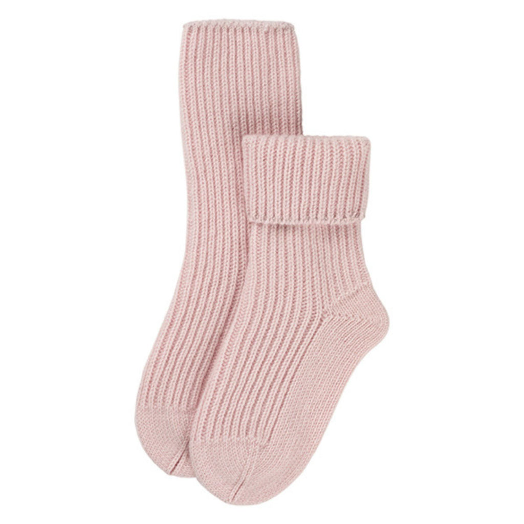 Ladies Pink Ribbed Cashmere Bed Socks