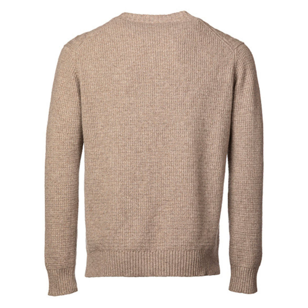 Unisex Taupe Mid-Weight Cable Feature Cashmere Crew Neck Sweater