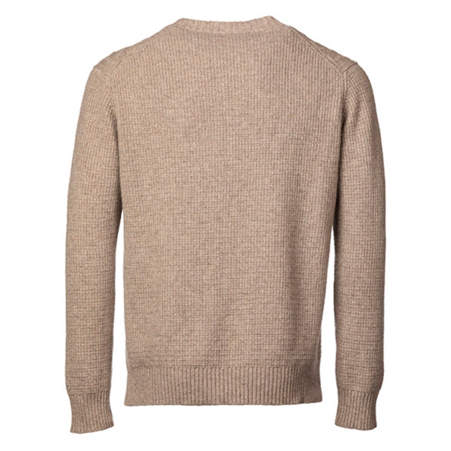 Unisex Taupe Mid-Weight Cable Feature Cashmere Crew Neck Sweater