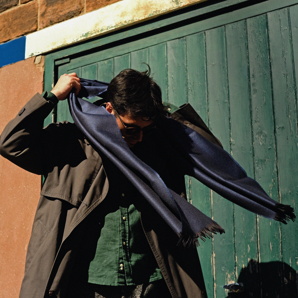 Marquee Evening Slim Herringbone Cashmere & Silk Scarf