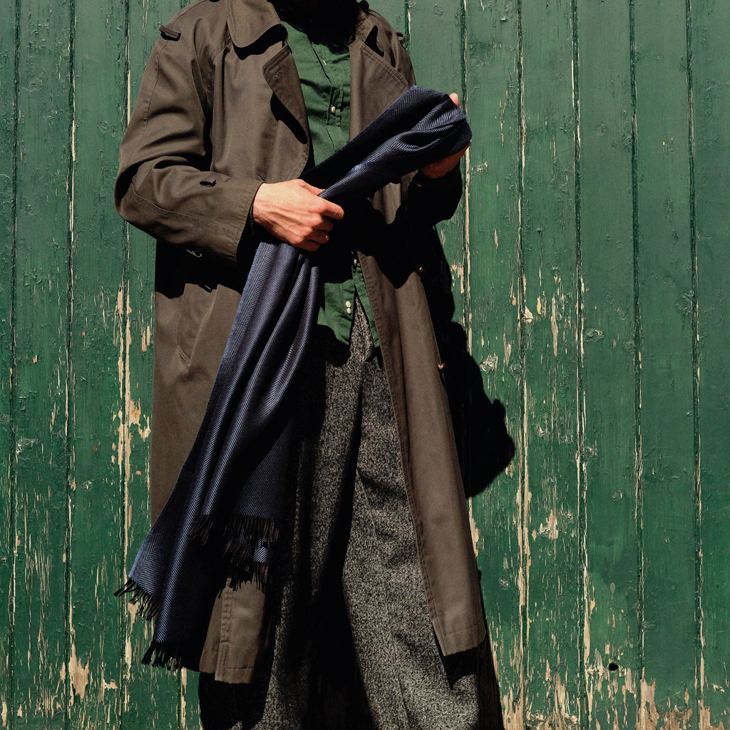 Marquee Evening Slim Herringbone Cashmere & Silk Scarf