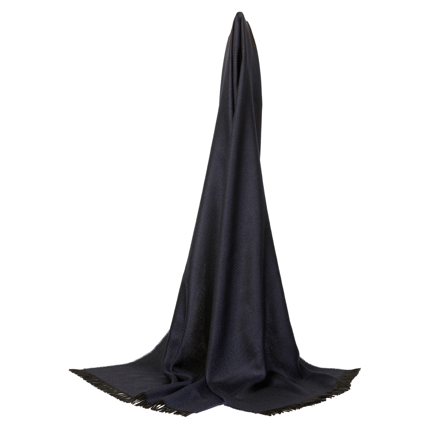Marquee Deep Night Slim Herringbone Cashmere & Silk Scarf