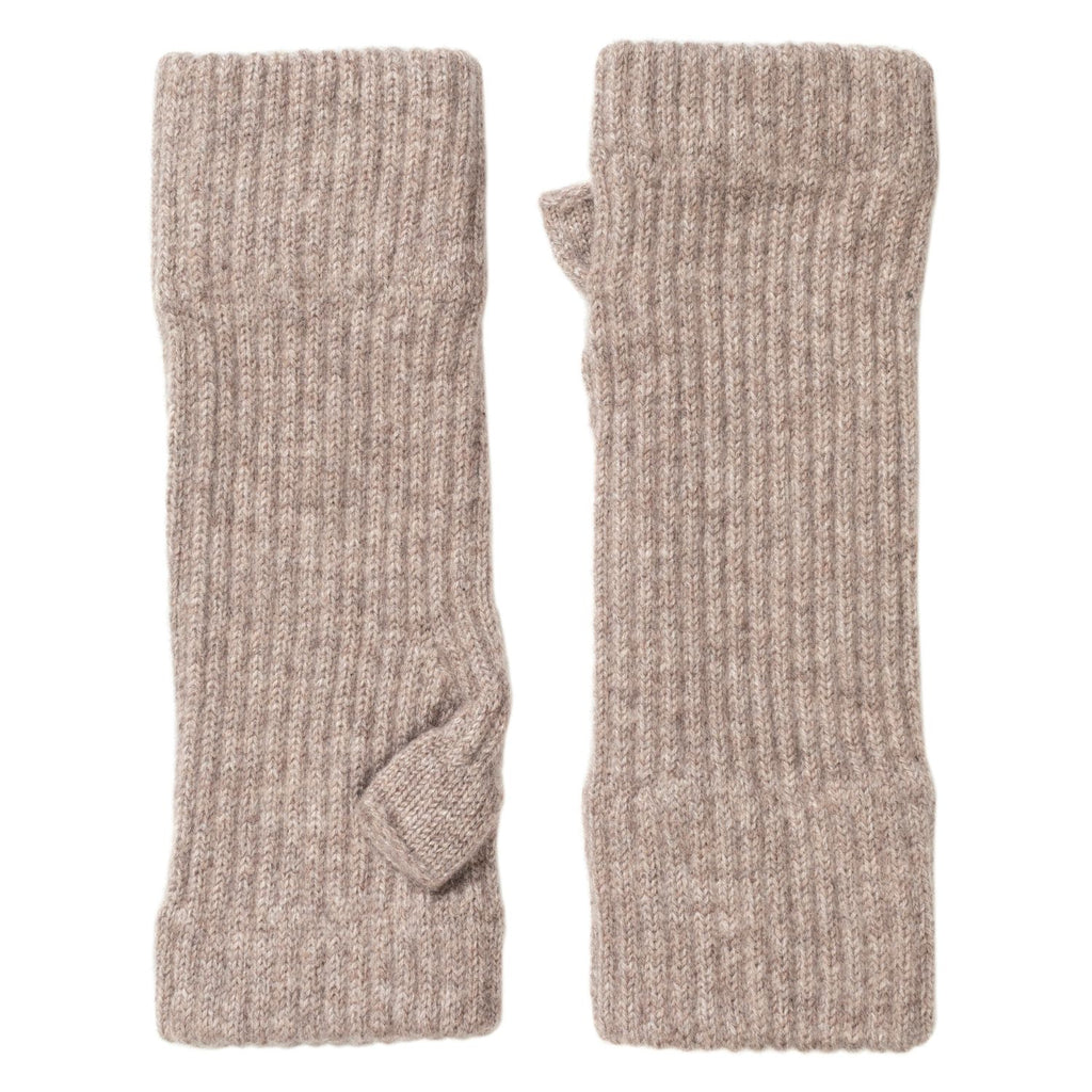 Ladies Taupe Ribbed Cashmere Wrist-Warmers