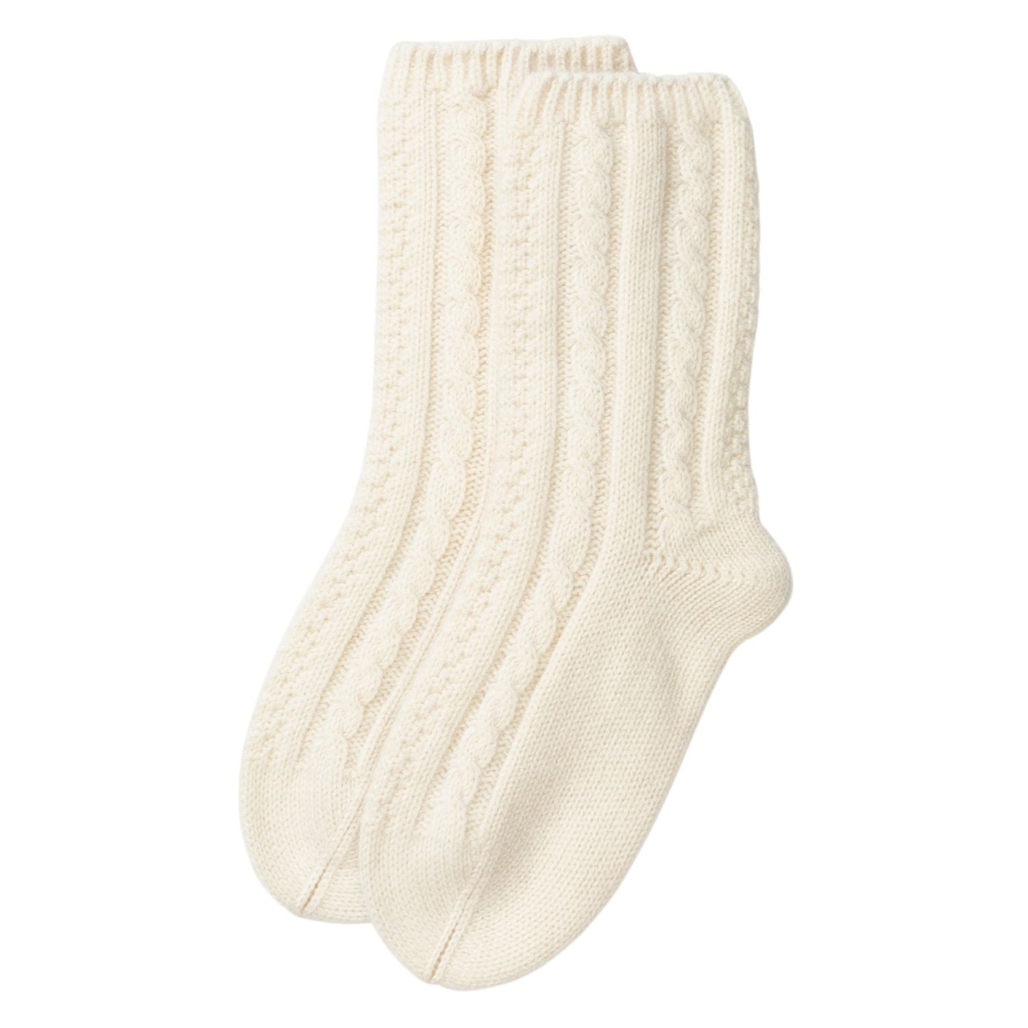 Ladies White Cable Cashmere Bed Socks