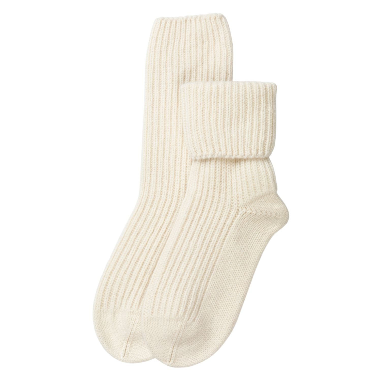 Ladies White Ribbed Cashmere Bed Socks
