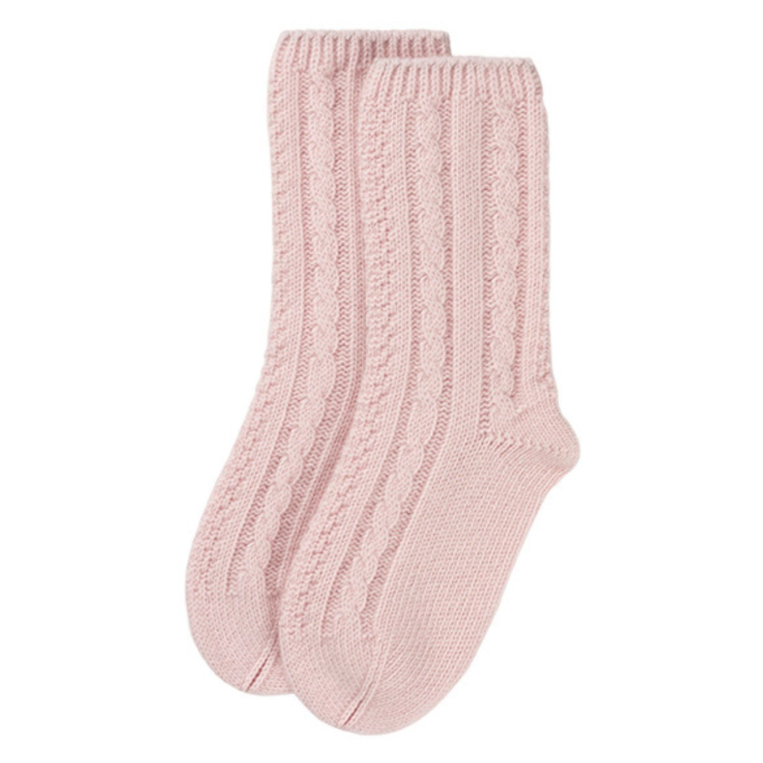 Ladies Pink Cable Cashmere Bed Socks
