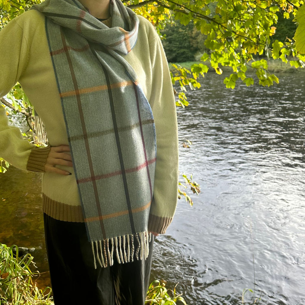 Oban Fala Blue Cashmere Scarf
