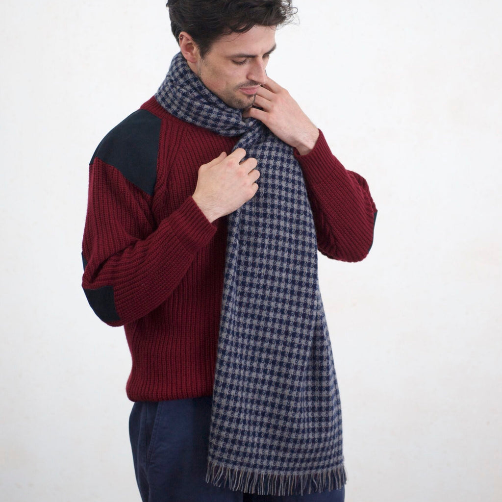 Talisker Navy Diamond Cashmere Scarf
