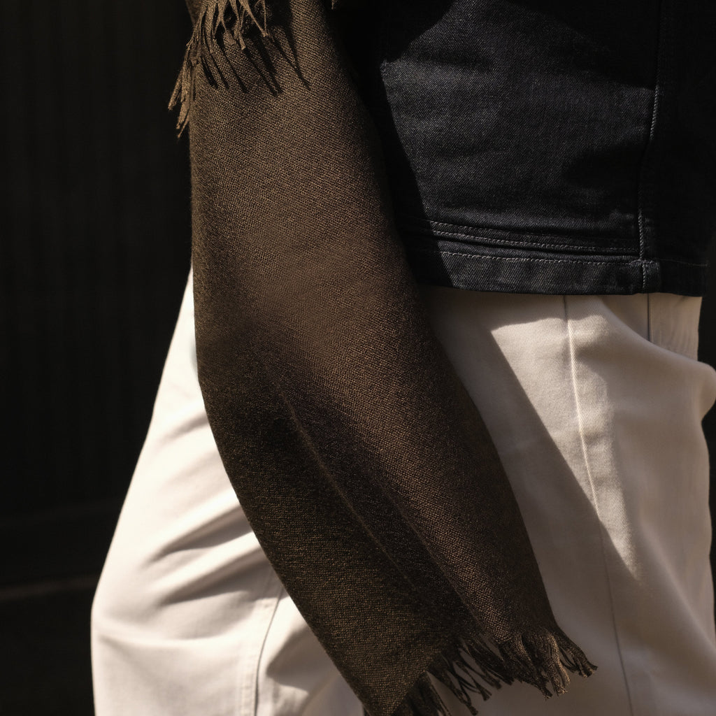 Weekender Dark Loden Cashmere & Silk Scarf