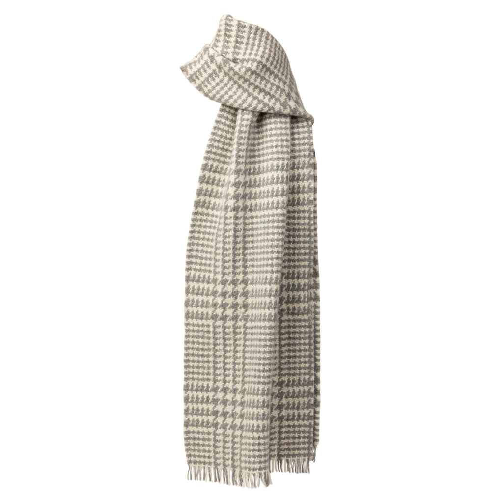 Deluxe Grey Glen Check Cashmere Scarf