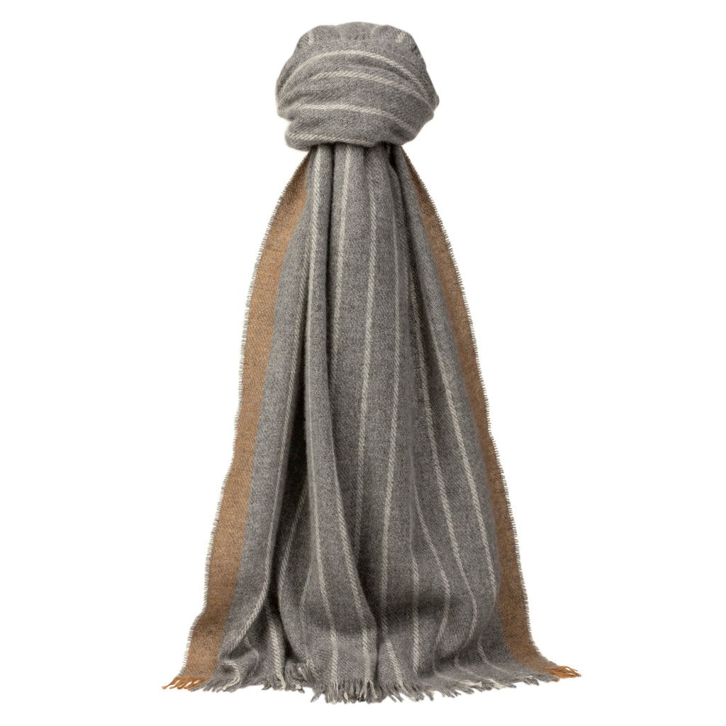 Talisker Natural Pinstripe Cashmere Scarf