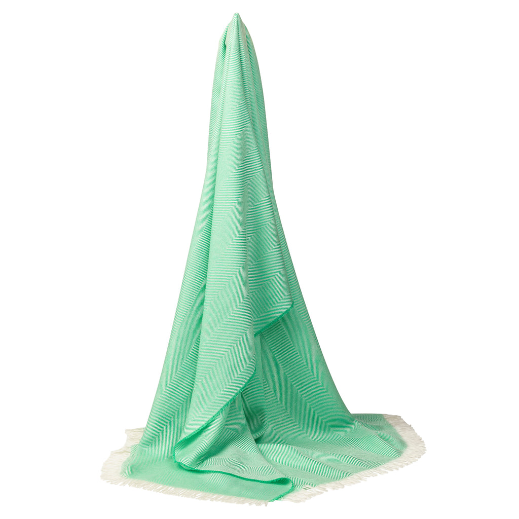 Marquee Spring Green Herringbone Cashmere & Silk Stole