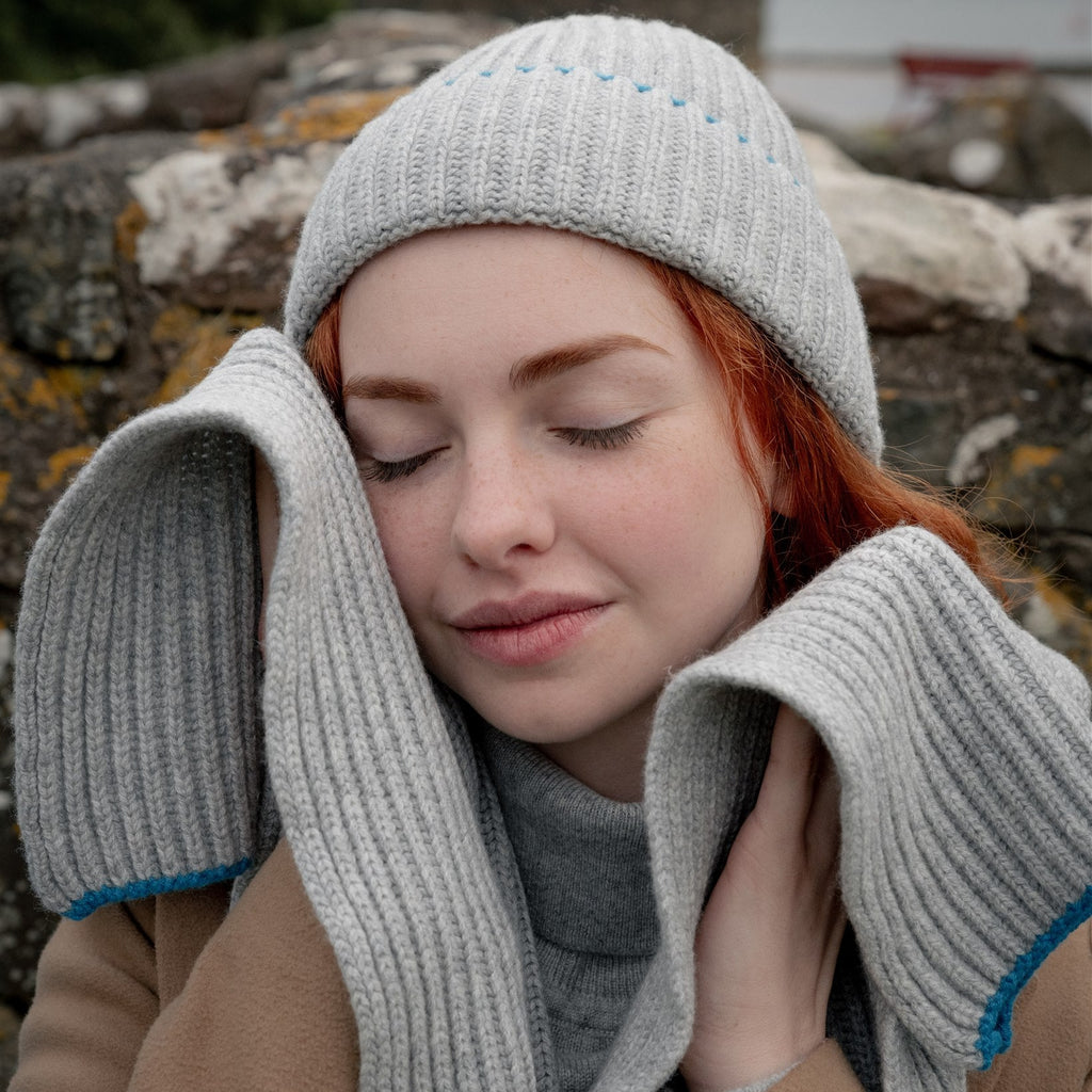 Knitted Camel Chunky Ribbed Cashmere Beanie Hat