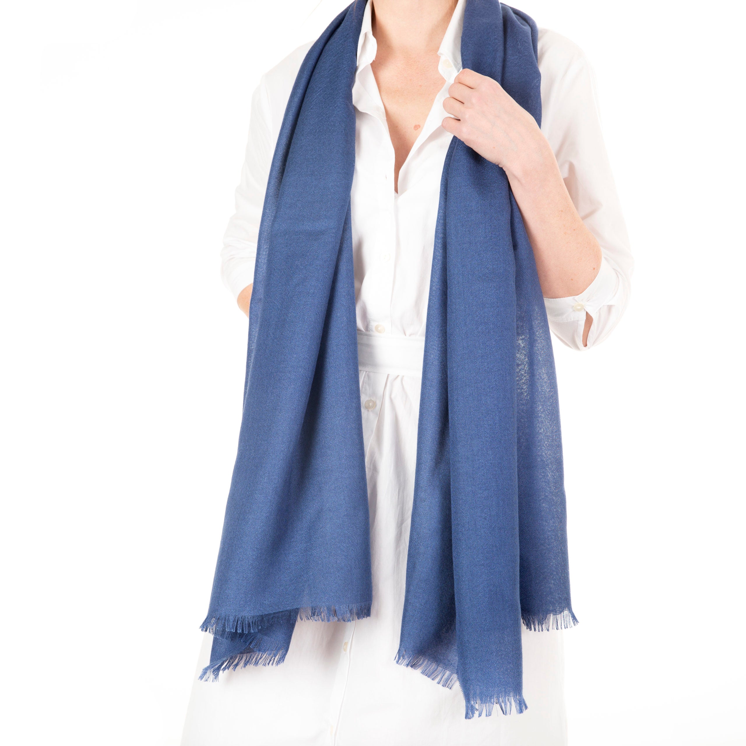 Weekender Dark Denim Cashmere & Silk Scarf