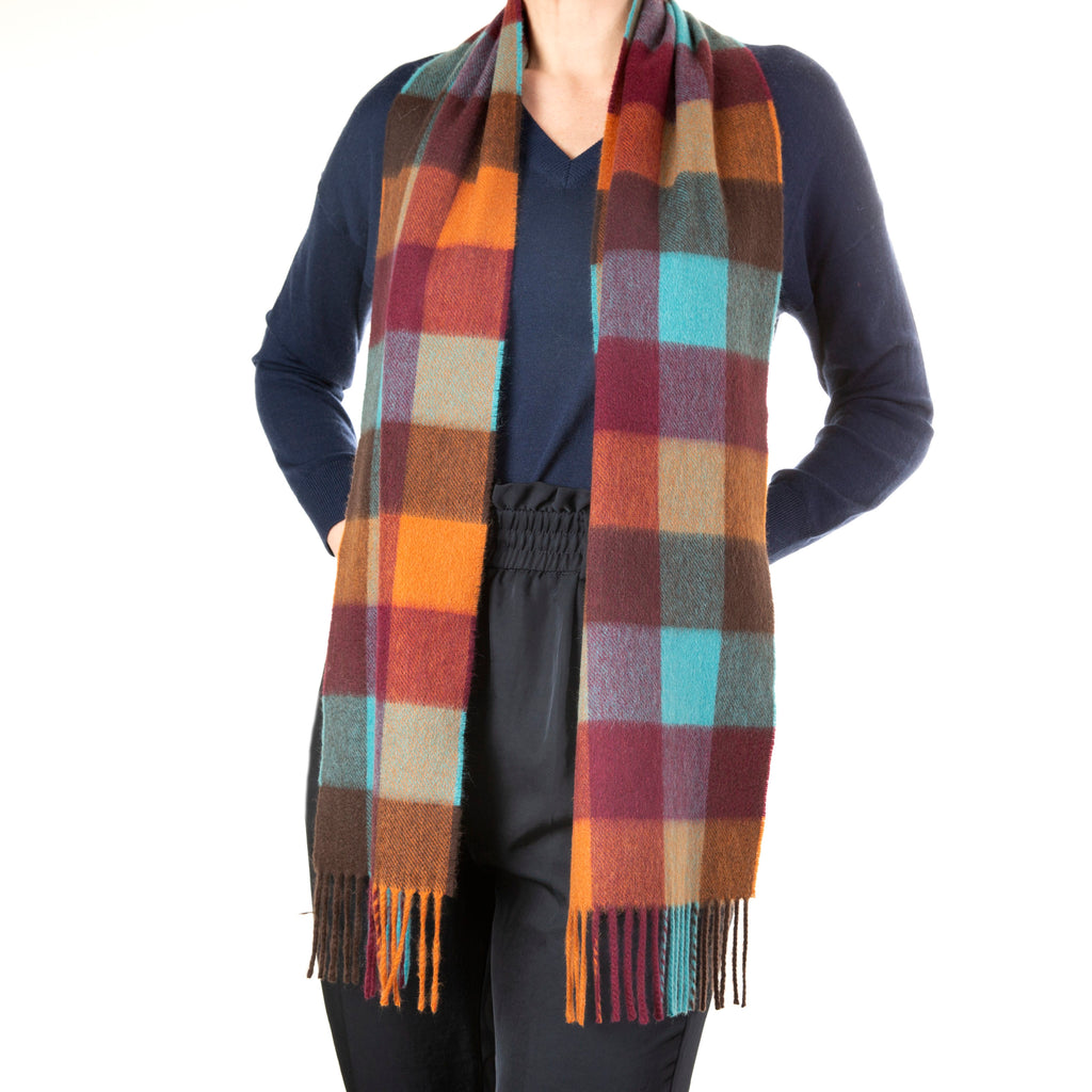 Oban Rich Autumn Block Cashmere Scarf