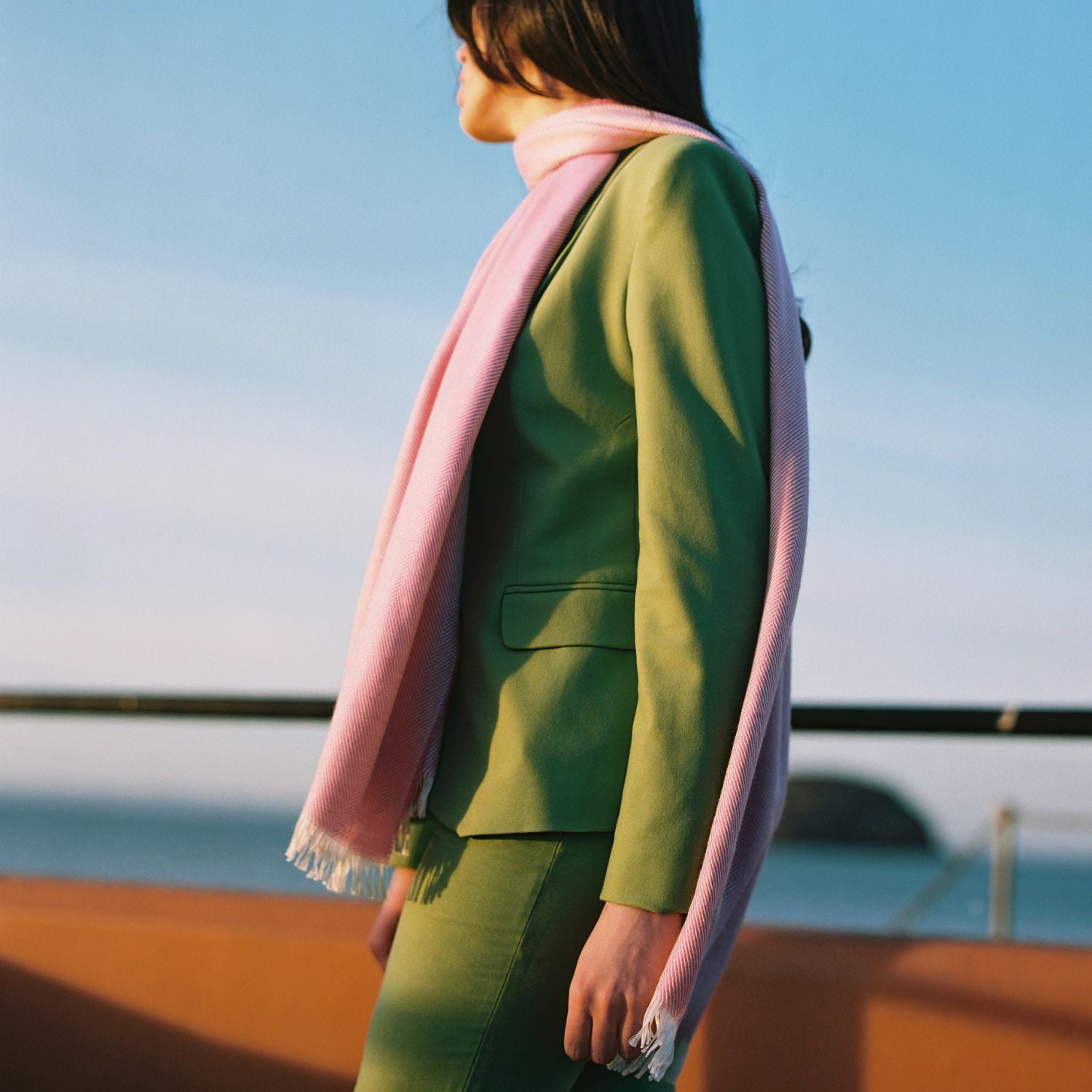 Marquee Lipstick Pink Herringbone Cashmere & Silk Stole