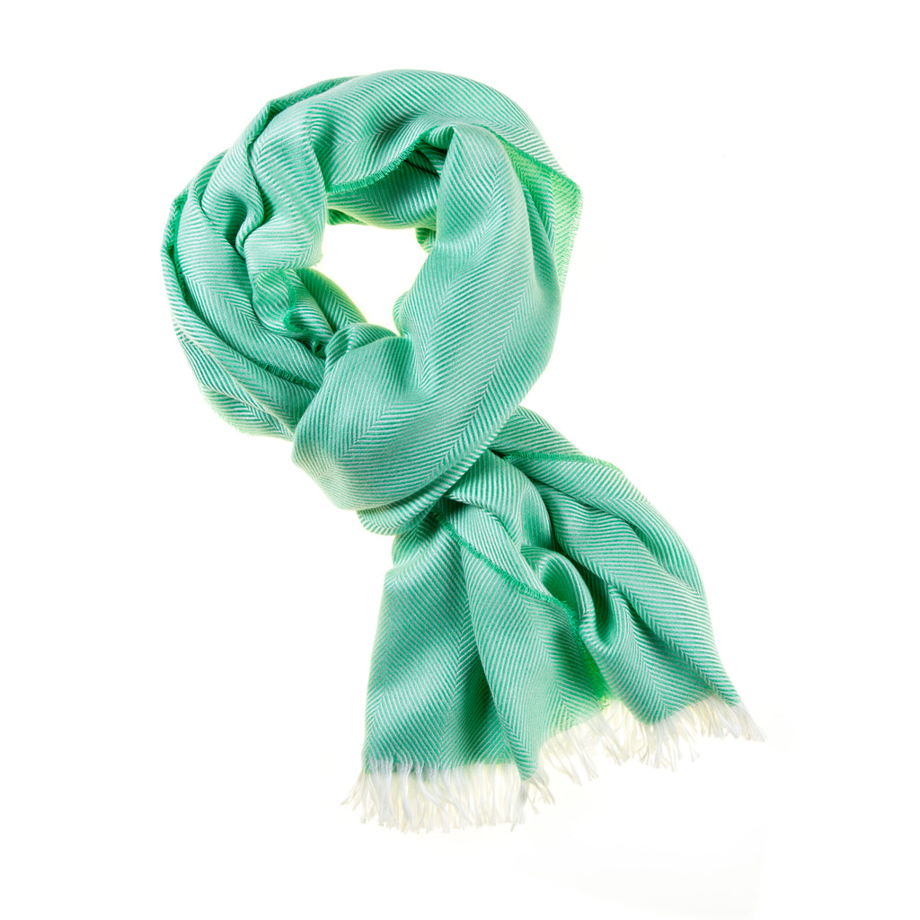 Marquee Spring Green Herringbone Cashmere & Silk Stole