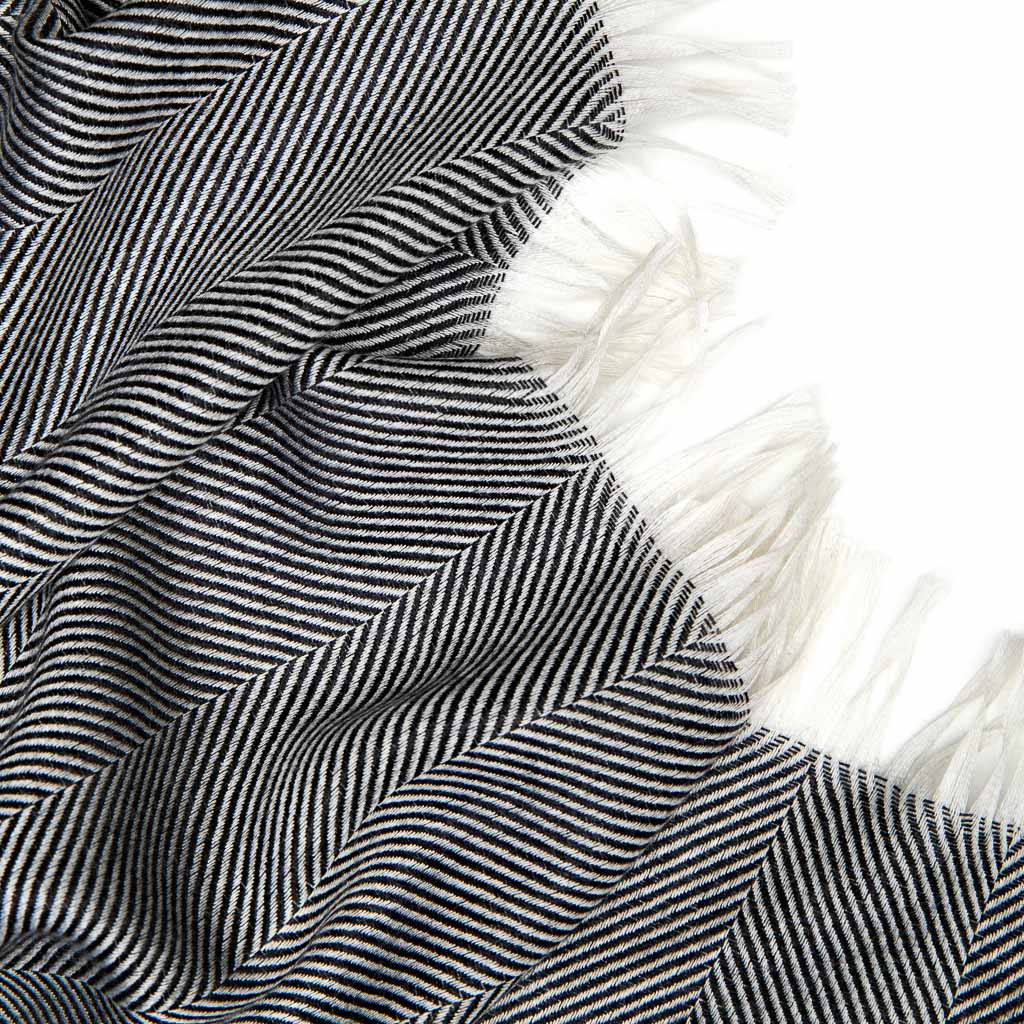 Marquee Graphite Herringbone Cashmere & Silk Stole