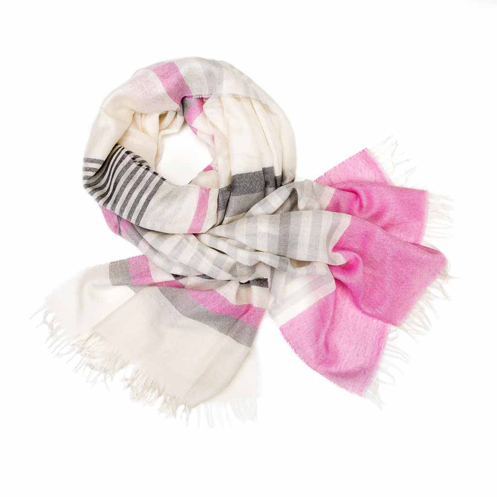 Weekender Rose Stripe Cashmere & Silk Scarf
