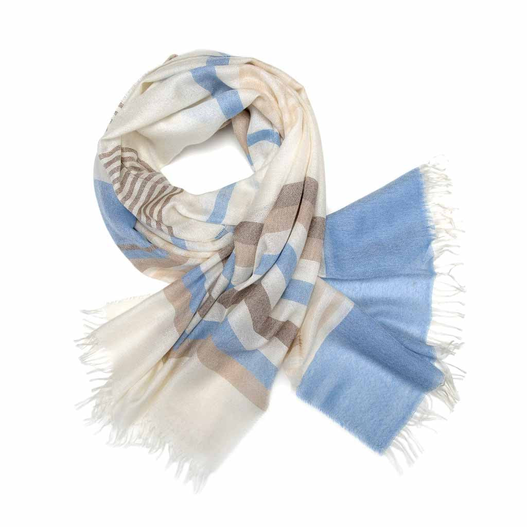 Weekender Azure Stripe Cashmere & Silk Scarf